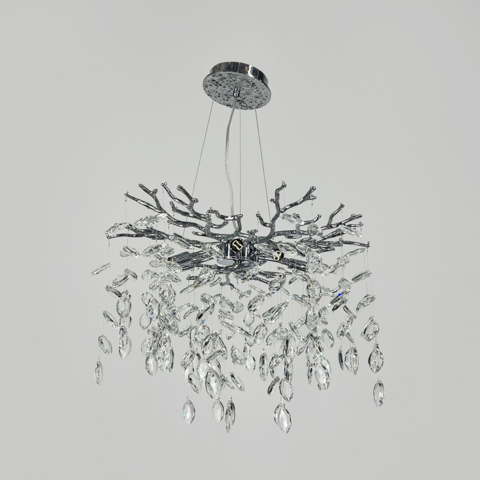 Вишукана срібна люстра DIAMINA з кришталевим камінням Ø 50 см