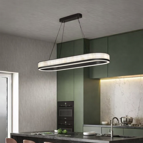 Люстра з видовженим підвісним корпусом і акриловими вставками 100х30 см