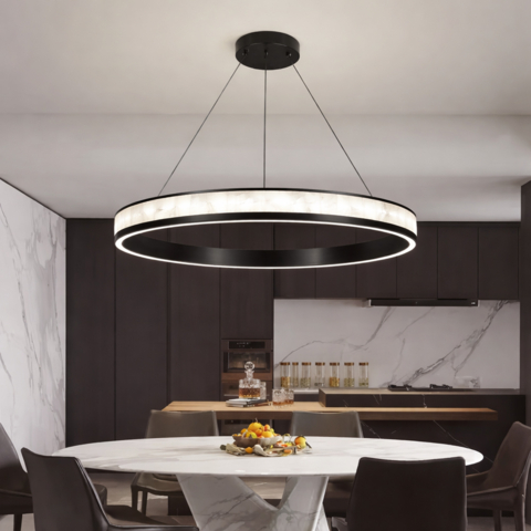 Люстра з кільцевим підвісним корпусом і акриловими вставками Ø80 см