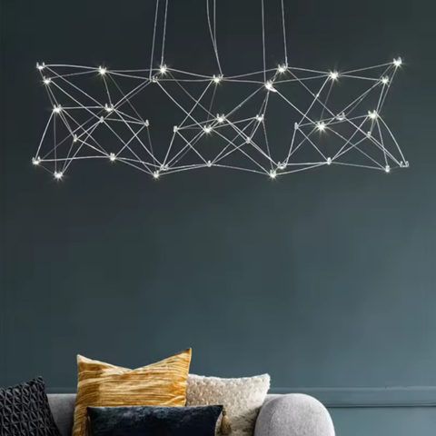 Декоративна люстра у хромованому сітчастому корпусі 105х45 см