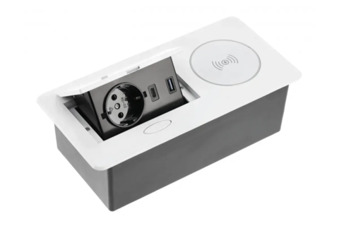 Удлинитель встроенный GTV AVARO PLUS индукционная зарядка, 1 раз. schuko, USB A+C 1,5м, белый