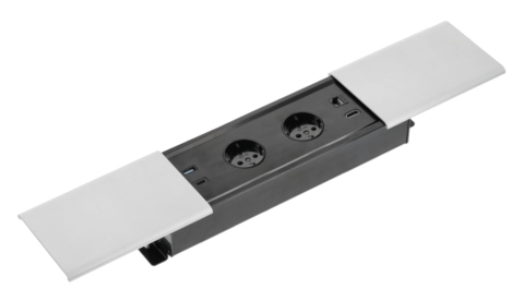 Удлинитель встроенный GTV PRESTINO, 2x раз. schuko, USB A+C, RJ45, HDMI, 1,5м, серебряный