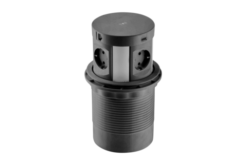 Подовжувач врізний GTV COMFORT PLUS індукційна зарядка, 4x роз. schuko, 2xUSB, 2xRJ45, 5W, 1,5м, чорний