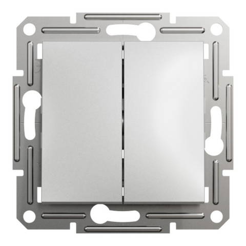 Вимикач Asfora 2-кл, Алюміній (без рамки)