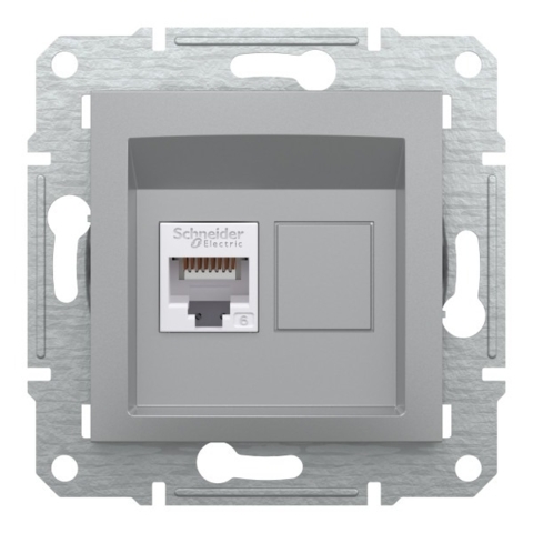 Розетка комп'ютерна Asfora RJ45, кат.6, UTP, Алюміній (без рамки)