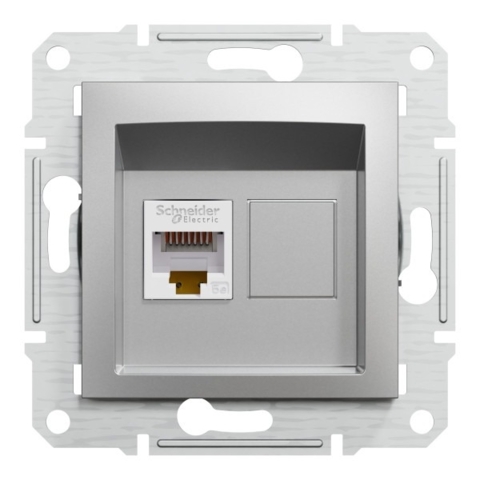 Розетка комп'ютерна Asfora RJ45, кат.5е, UTP, Алюміній (без рамки)