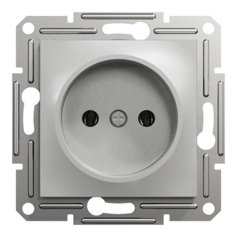 Розетка без заземлення Asfora 1-а, Алюміній