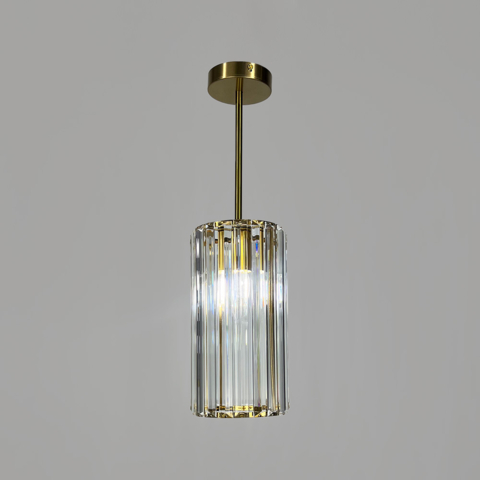 Элегантный светильник в латуне с прозрачным хрусталем Ø 15х28 см