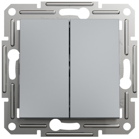 Вимикач Asfora 2-кл прохідний, Сталь (без рамки)