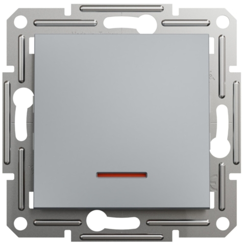Вимикач Asfora 1-кл з підсвіткою, Сталь (без рамки)