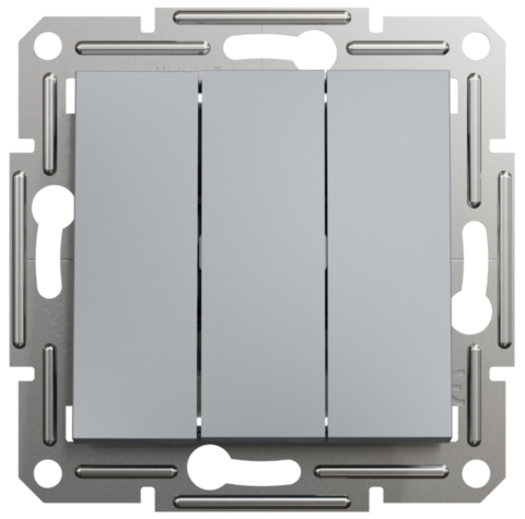 Вимикач Asfora 3-кл, Сталь (без рамки)