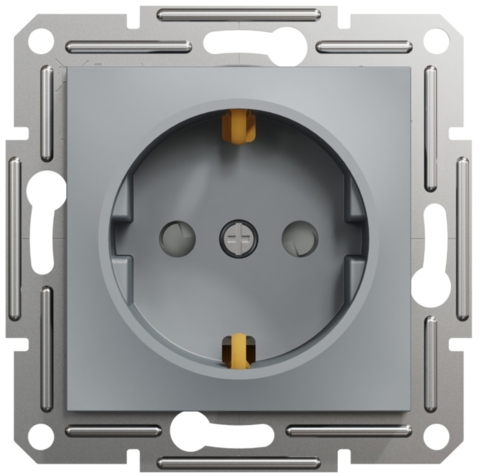 Розетка із заземленням Asfora 2-а, Сталь