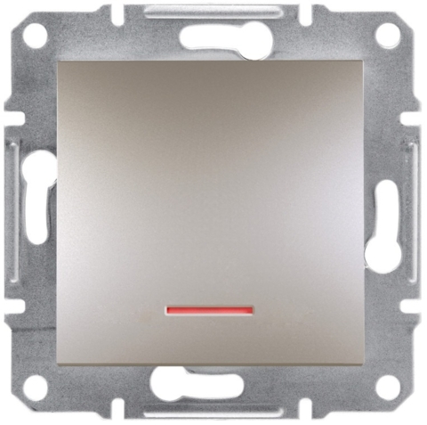 Кнопковий вимикач Asfora 1-кл з підсвіткою, Бронза (без рамки)