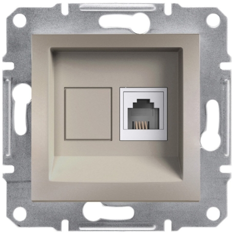 Розетка Asfora телефонна, RJ11, 4 контакти, Бронза (без рамки)