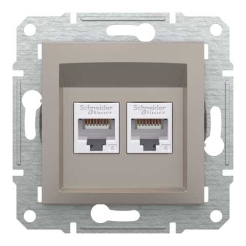 Розетка комп'ютерна Asfora 2-на RJ45, кат.6, UTP, Бронза (без рамки)