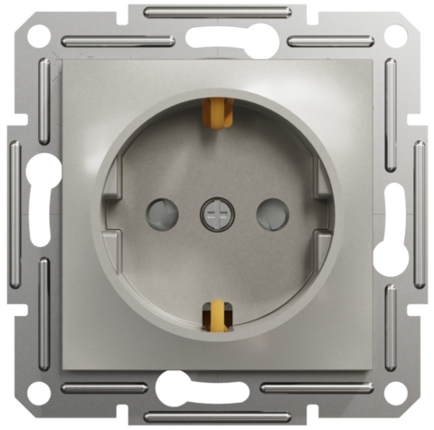 Розетка із заземленням Asfora 1-а з захисними шторками, Бронза