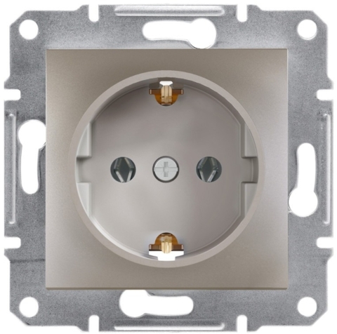 Розетка із заземленням Asfora 1-а, Бронза (без рамки)