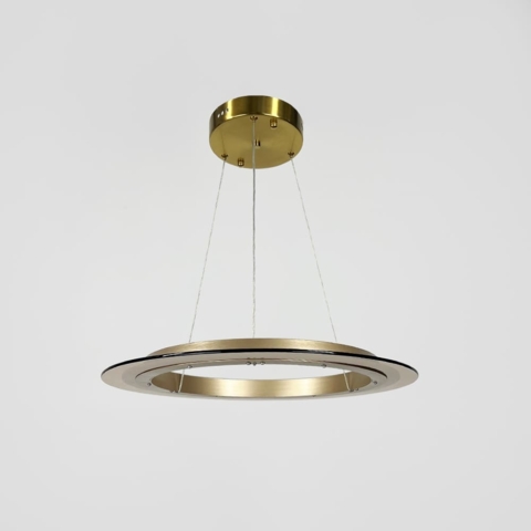 Люстра с кольцевым подвесным сатиновым корпусом и янтарным стеклом Ø60 см
