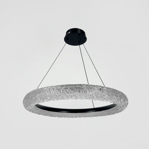 Кольцевая люстра с черным корпусом и акриловым рассеивателем Ø60 см