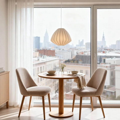 Люстра с подвесным белым абажуром Ø50х43 см