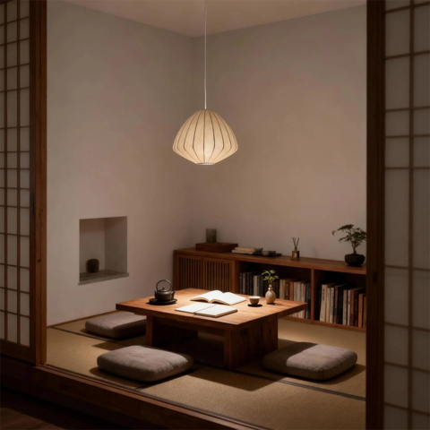 Люстра із підвісним білим фігурним абажуром Ø40х35 см