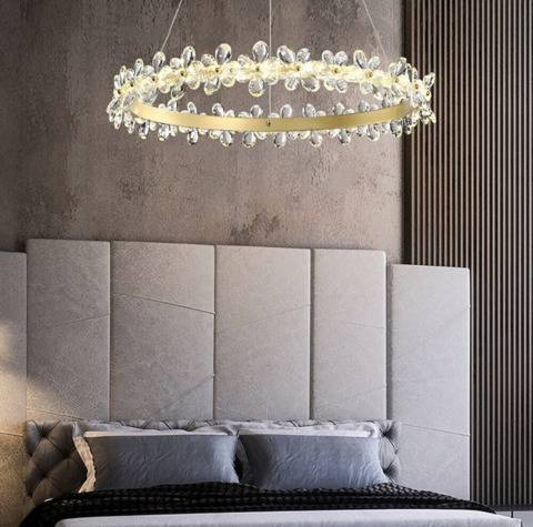 Вишукана дизайнерська люстра із прозорими квітами Ø80 см