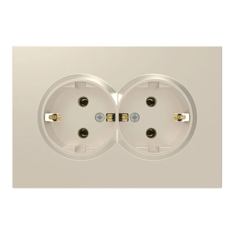 Розетка двойная с заземлением Ardero Soft механизм 16А шампань