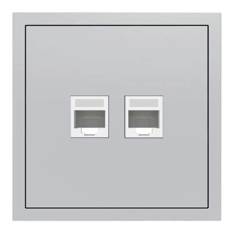 Розетка комп’ютерна подвійна Ardero Soft механізм срібло