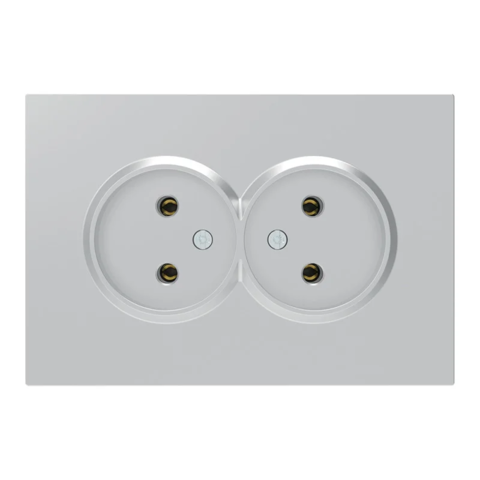 Розетка подвійна без заземлення Ardero Soft механізм 16А срібло