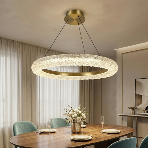 Кольцевая люстра с латунным корпусом и акриловым рассеивателем Ø80 см