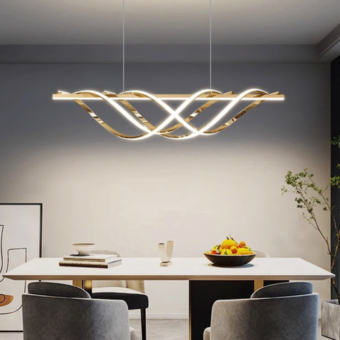 Люстра видовжена у золотому корпусі 150 см