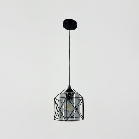 Светильник подвесной с графитовым плафоном в черном корпусе Ø20 см