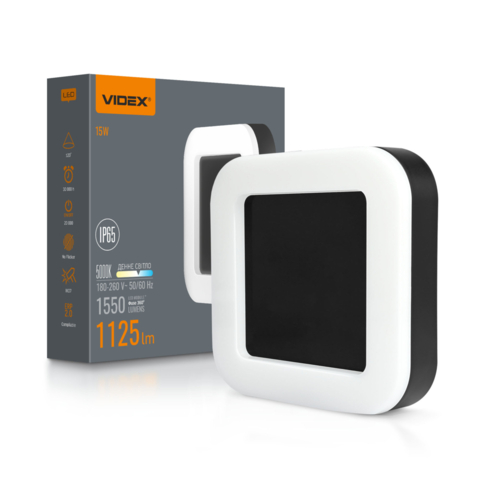 LED светильник ART IP65 квадратный VIDEX 15W 5000K Black