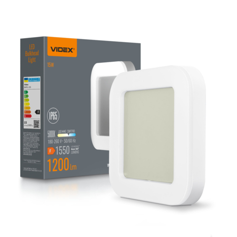 LED светильник ART IP65 квадратный VIDEX 15W 5000K White