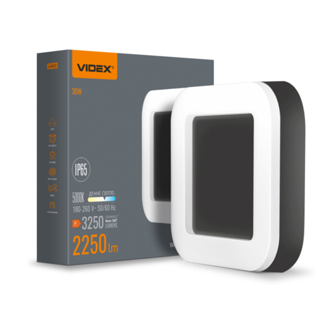 LED светильник ART IP65 квадратный VIDEX 30W 5000K Black
