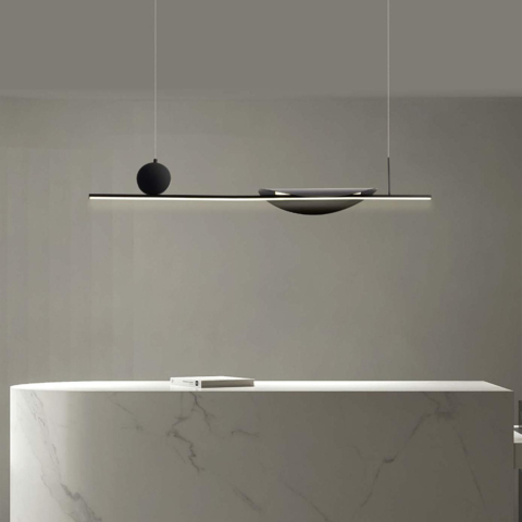 Минималистичная подвесная люстра с черным каркасом 100 см