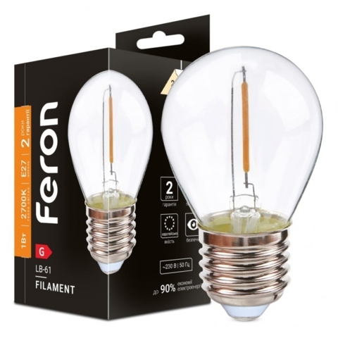 Светодиодная лампа Filament E27 1W 2700K прозрачная