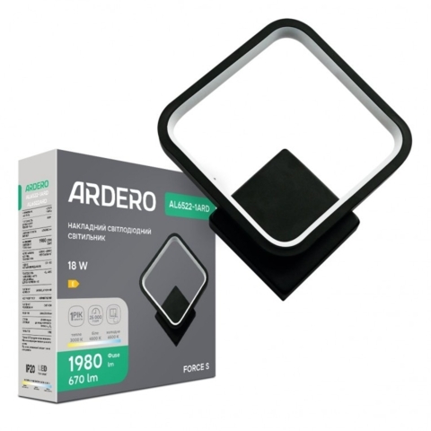 Светодиодный накладной светильник Ardero FORCE S 18Вт черный