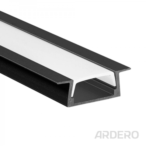 Профиль для светодиодной ленты встроенный Ardero черный 200х2,2х0,7 см