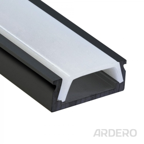 Профиль для светодиодной ленты накладной Ardero черный 200х1,6х0,7 см
