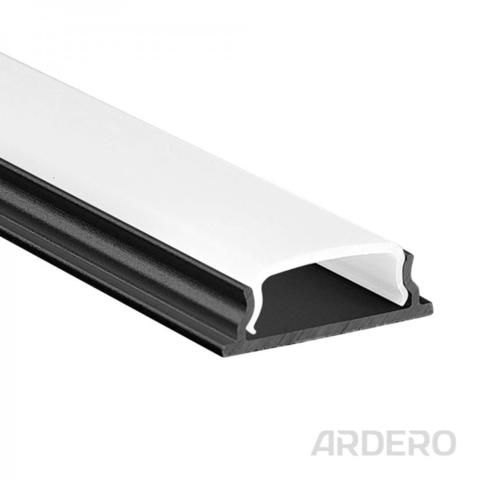 Профиль для светодиодной ленты накладной Ardero черный 200х1,8х0,6 см