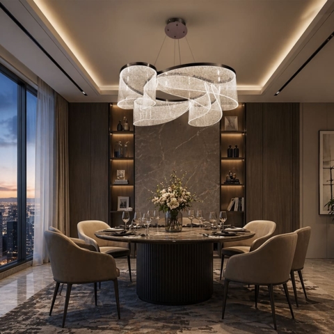 Підвісна люстра з іскристим акрилом у корпусі кольору Coffee Ø80 см