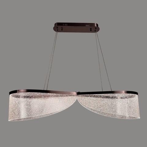 Видовжена люстра з іскристим акрилом у корпусі кольору Coffee 99х22х20 см