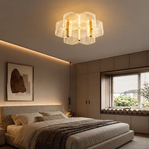 Стельова люстра на 6 сегментів з іскристого акрилу Ø52х21 см