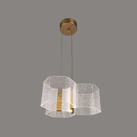 Підвісна люстра на 3 сегменти з іскристого акрилу Ø35 см