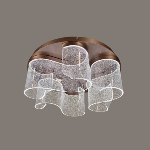 Стельова сатинова люстра з 3 завитками з іскристого акрилу Ø50х22 см