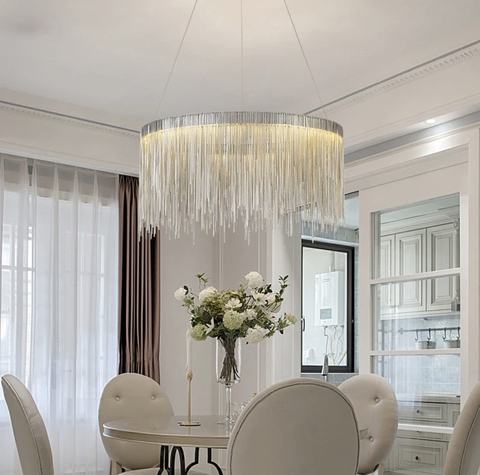 Хромированная люстра с цепочками Ø 60 см