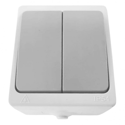 Вимикач 2-клавішний Ardero Siena 10А IP54 сірий