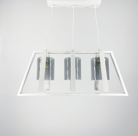 Люстра в стиле лофт в треугольной форме корпуса белого цвета