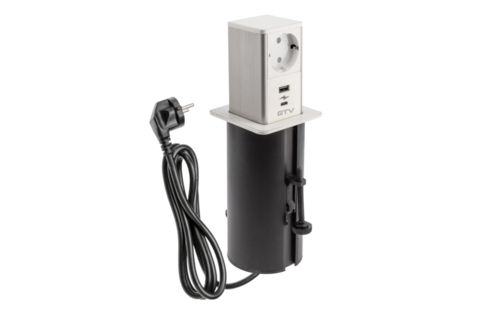 Меблева розетка TOWER, 1хSHUKO, USB A+C,кабель 1.5 м, білий